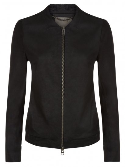 Remy Black Leather Bomber Jacket